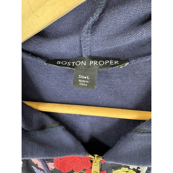Boston Proper Heavy Embroidered Hoodie Jacket‎ Size L - Picture 5 of 7